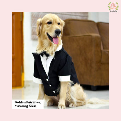 Classic Black Dog Tuxedo Suit - Formal Wedding Jacket with Bow Tie