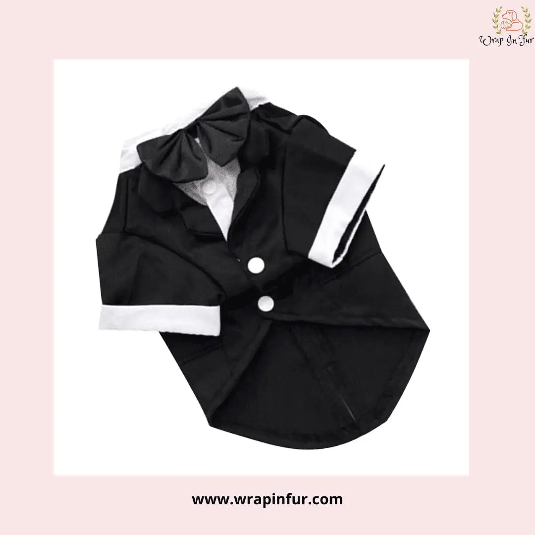 Classic Black Dog Tuxedo Suit - Formal Wedding Jacket with Bow Tie