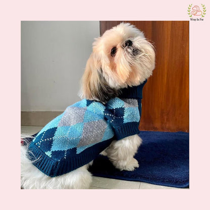 Classic Diamond Pattern Dog Sweater – Warm & Comfy