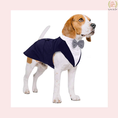 Classic Navy Blue Dog Tuxedo Cape - Formal Wedding Vest