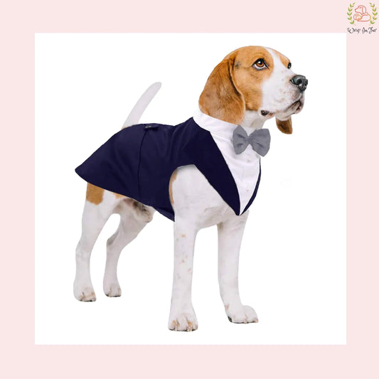 Classic Navy Blue Dog Tuxedo Cape - Formal Wedding Vest