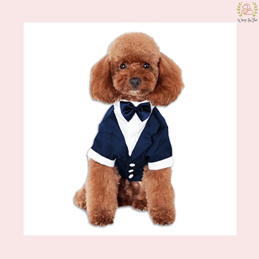 Classic Navy Blue Dog Tuxedo Suit - Formal Wedding Attire