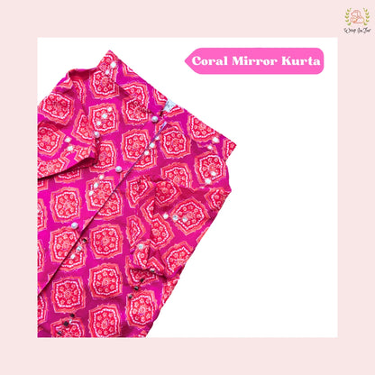 Coral Mirrored Dog Kurta Shirt - Designer Indian Dog Ethnic Wear