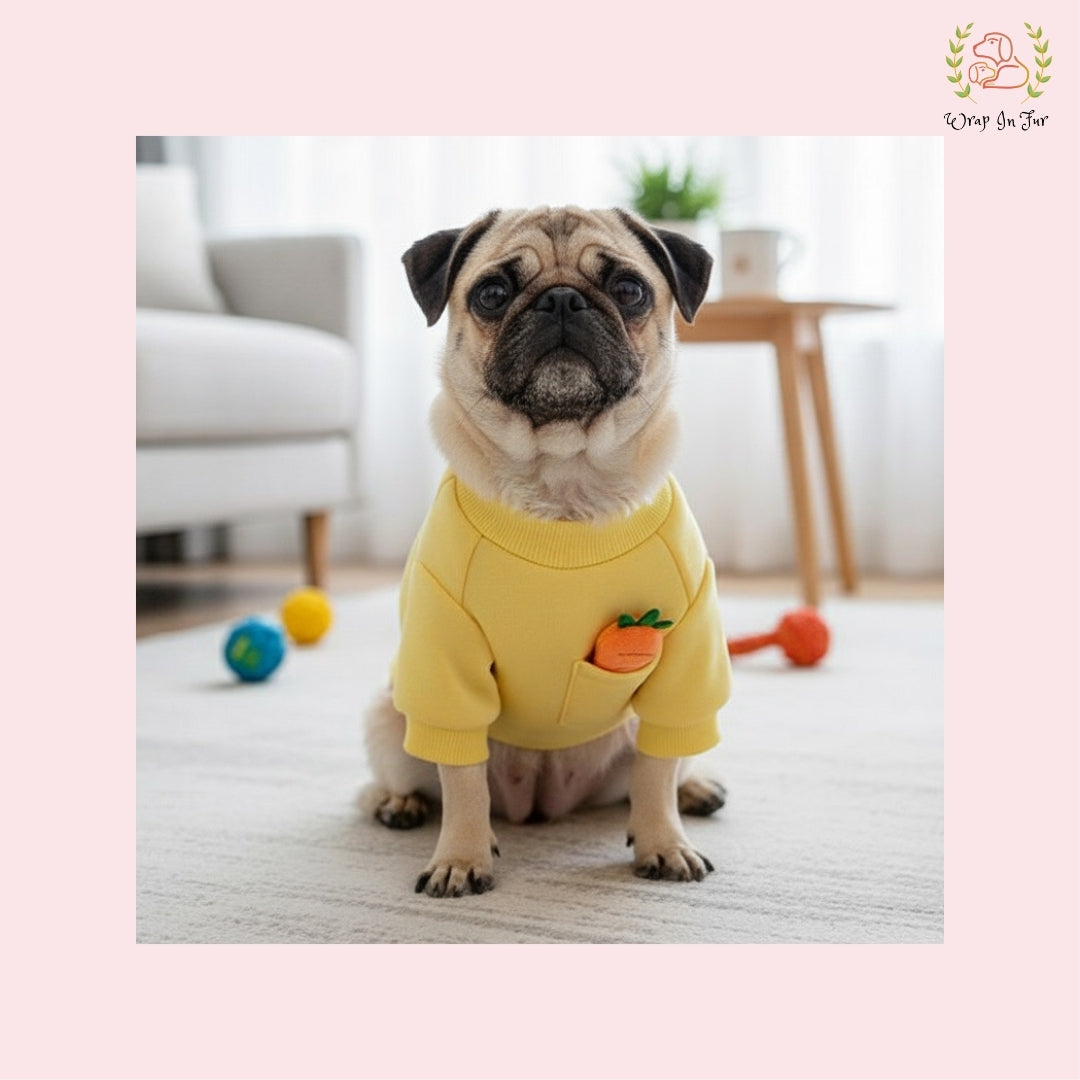 Cozy Carrot Dog Fleece Sweatshirt – Lightweight, Warm & Stylish