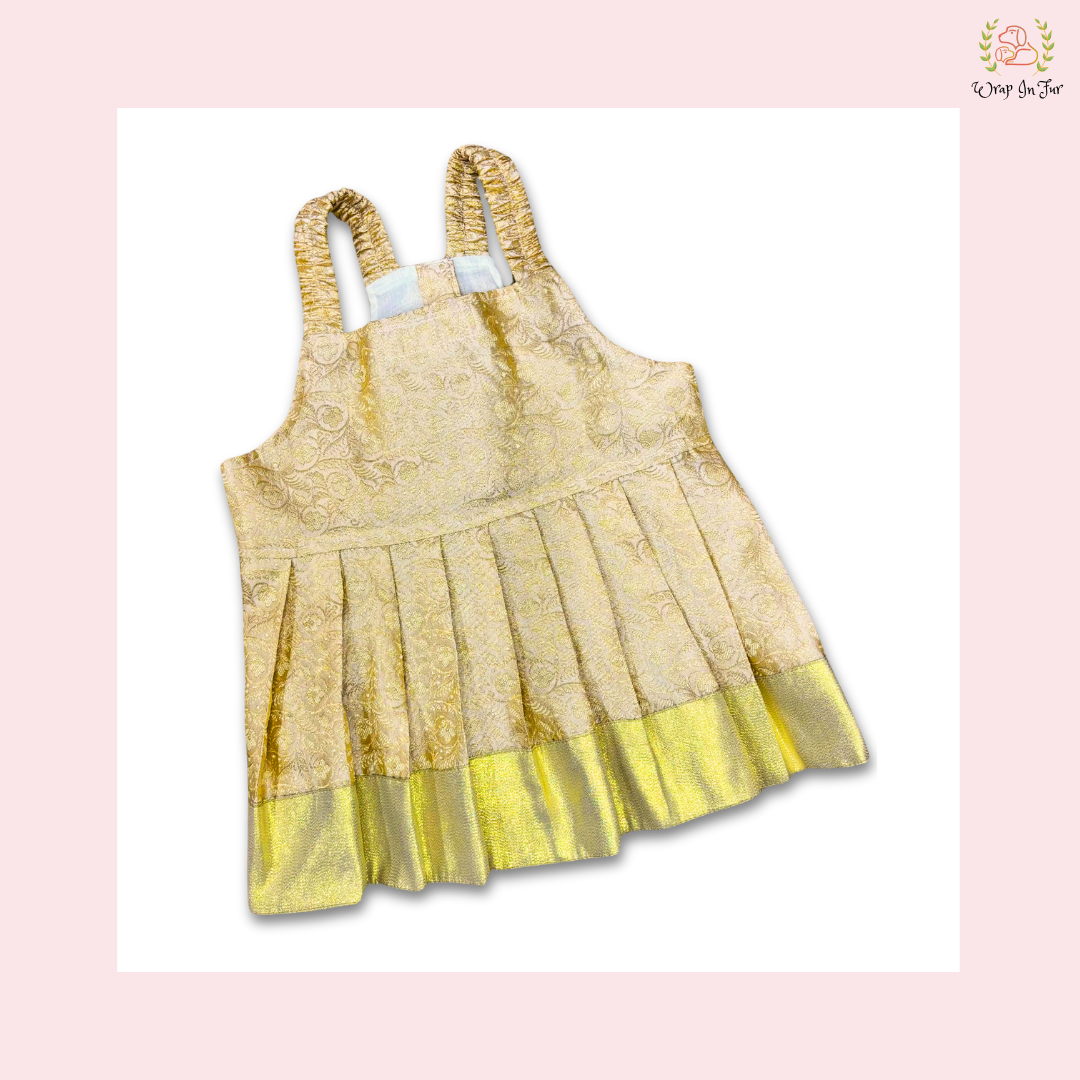 Cream Gold Designer Dog Frock – Bridal Dog Wedding Outfit