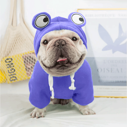 Cute Blue Froggy Dog Hoodie – Warm, Fun & Perfect for Winter