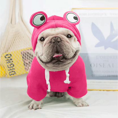 Cute Pink Froggy Dog Hoodie – Cozy Winter Wear for Pets