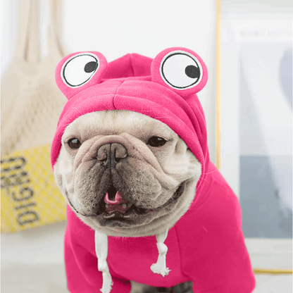 Cute Pink Froggy Dog Hoodie – Cozy Winter Wear for Pets
