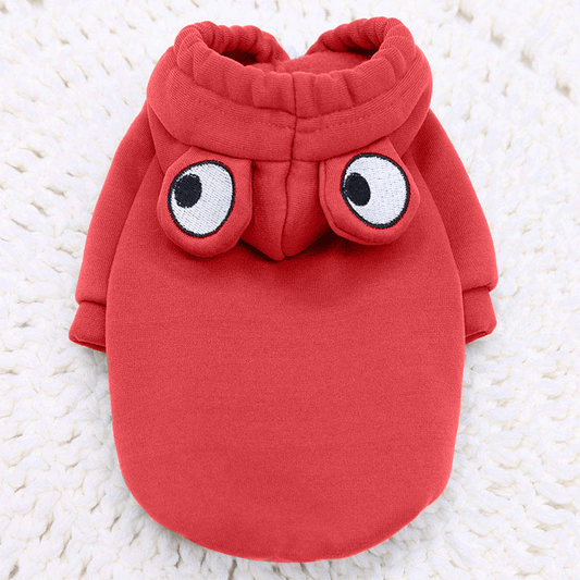 Cute Red Froggy Dog Hoodie – Cozy Winter Wear for Pets