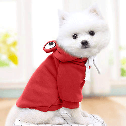 Cute Red Froggy Dog Hoodie – Cozy Winter Wear for Pets