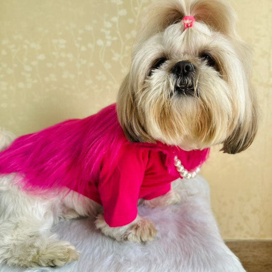 Luxury Pink Faux Fur Dog Jacket – Winter Warm & Stylish Coat