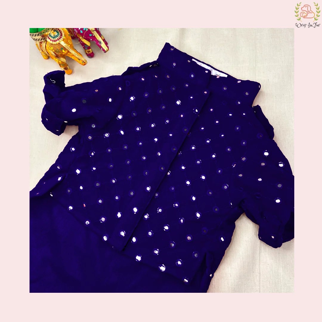 Dark Blue Dog Kurta With Dupatta