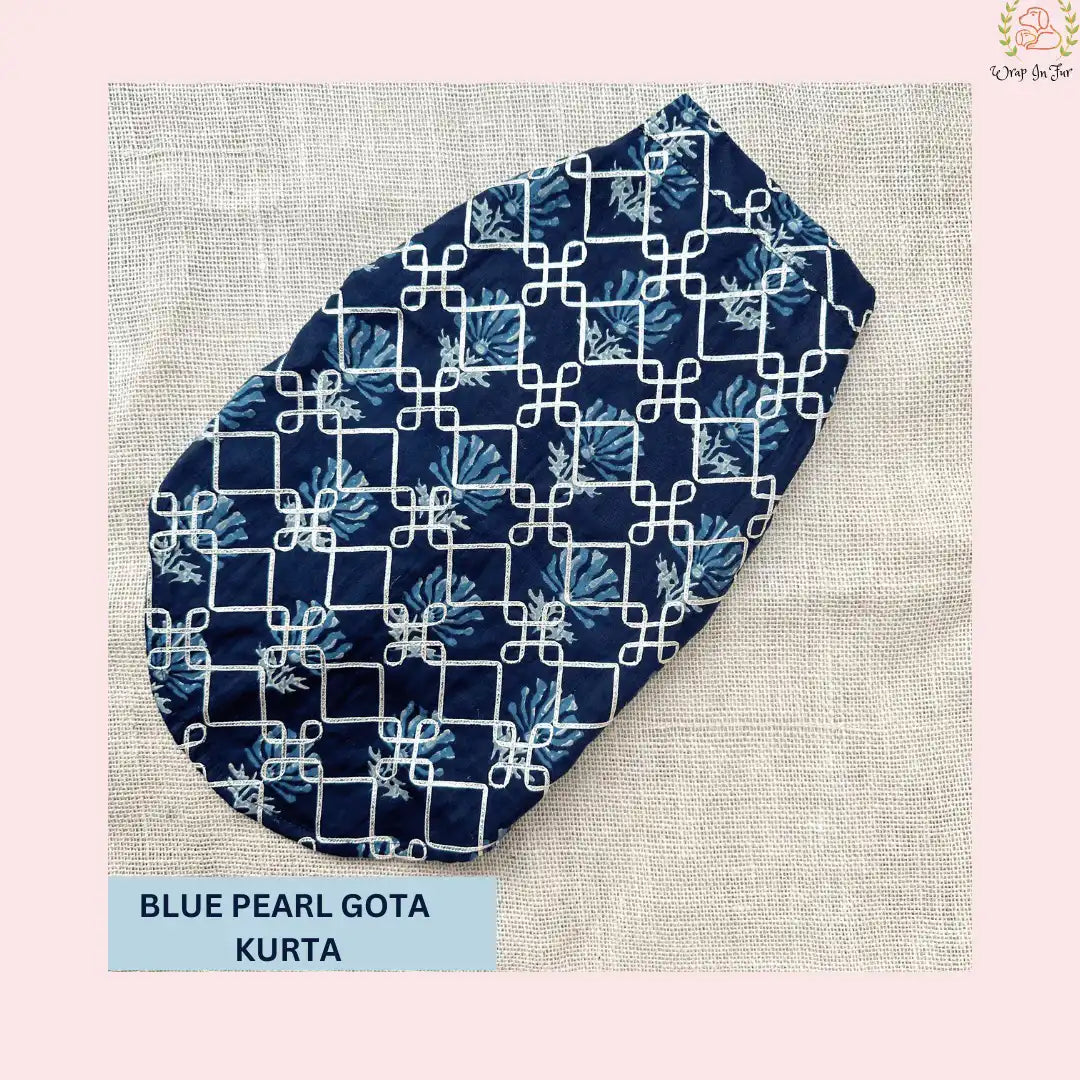 Dark Blue Geometric Dog Kurta - Royal Indian Dog Ethnic Wear