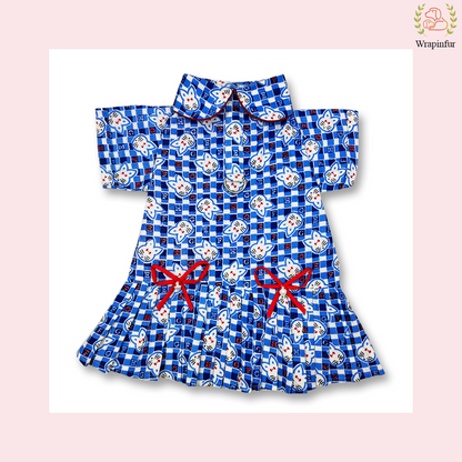 Designer Blue Winter Dog Frock – Perfect for Cold Weather