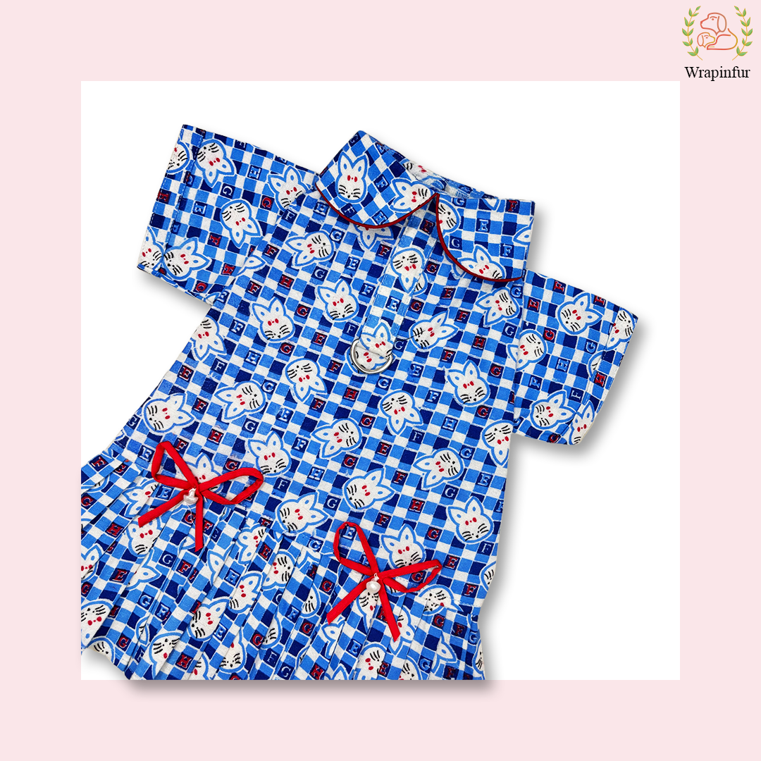 Designer Blue Winter Dog Frock – Perfect for Cold Weather