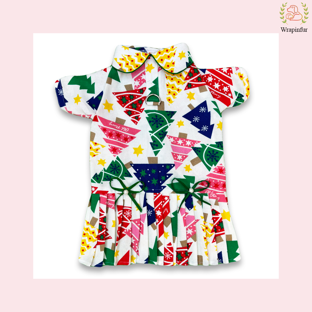 Designer White Winter Dog Frock – Perfect for Cold Weather