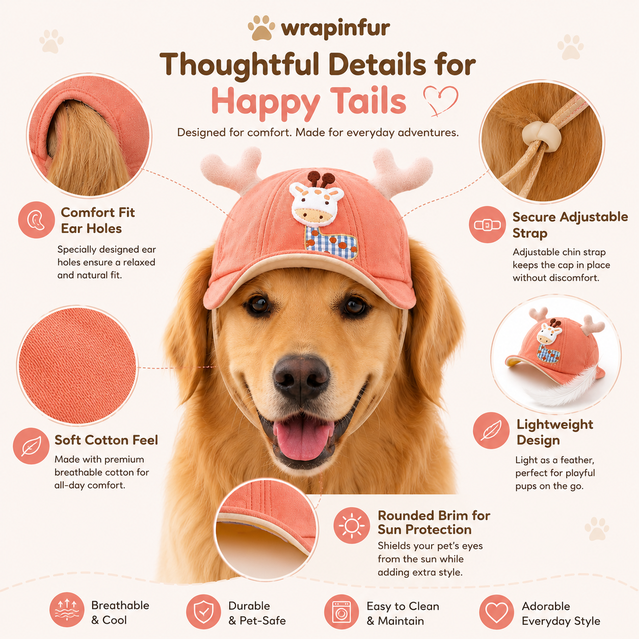 Cartoon Deer Dog Summer Cap