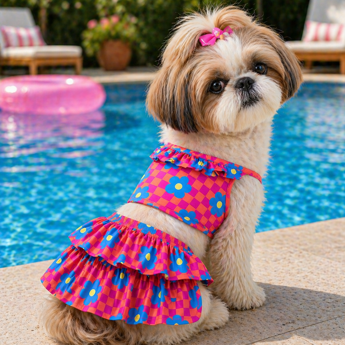 Pink Blue Dog Bikini