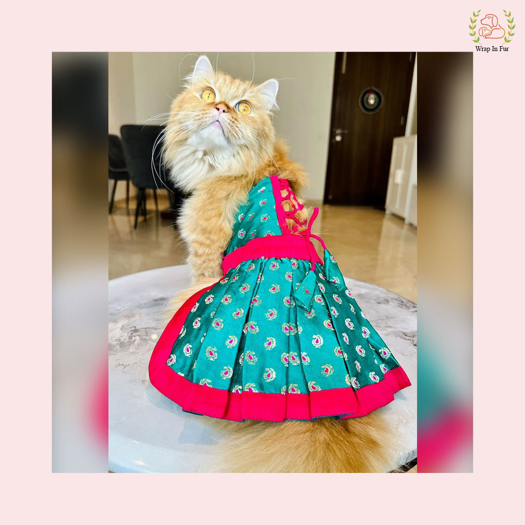 Emerald Green Dog Lehenga Choli – Premium Pet Wedding Dress