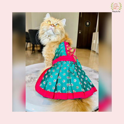 Emerald Green Dog Lehenga Choli – Premium Pet Wedding Dress