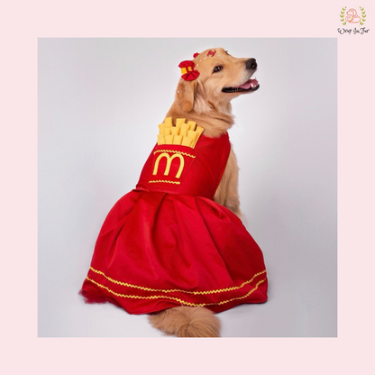 Fast Food French Fry Dog Costume Dress - Red Novelty Frock