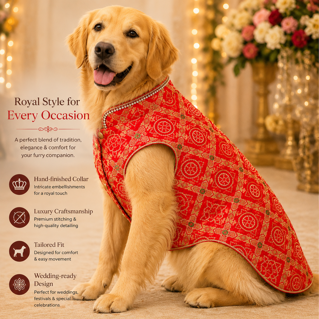Festive Red Dog Sherwani