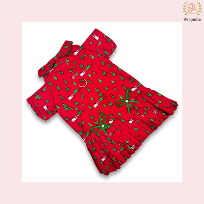 Festive Red Christmas Dog Frock – Premium Winter Dress for Pets