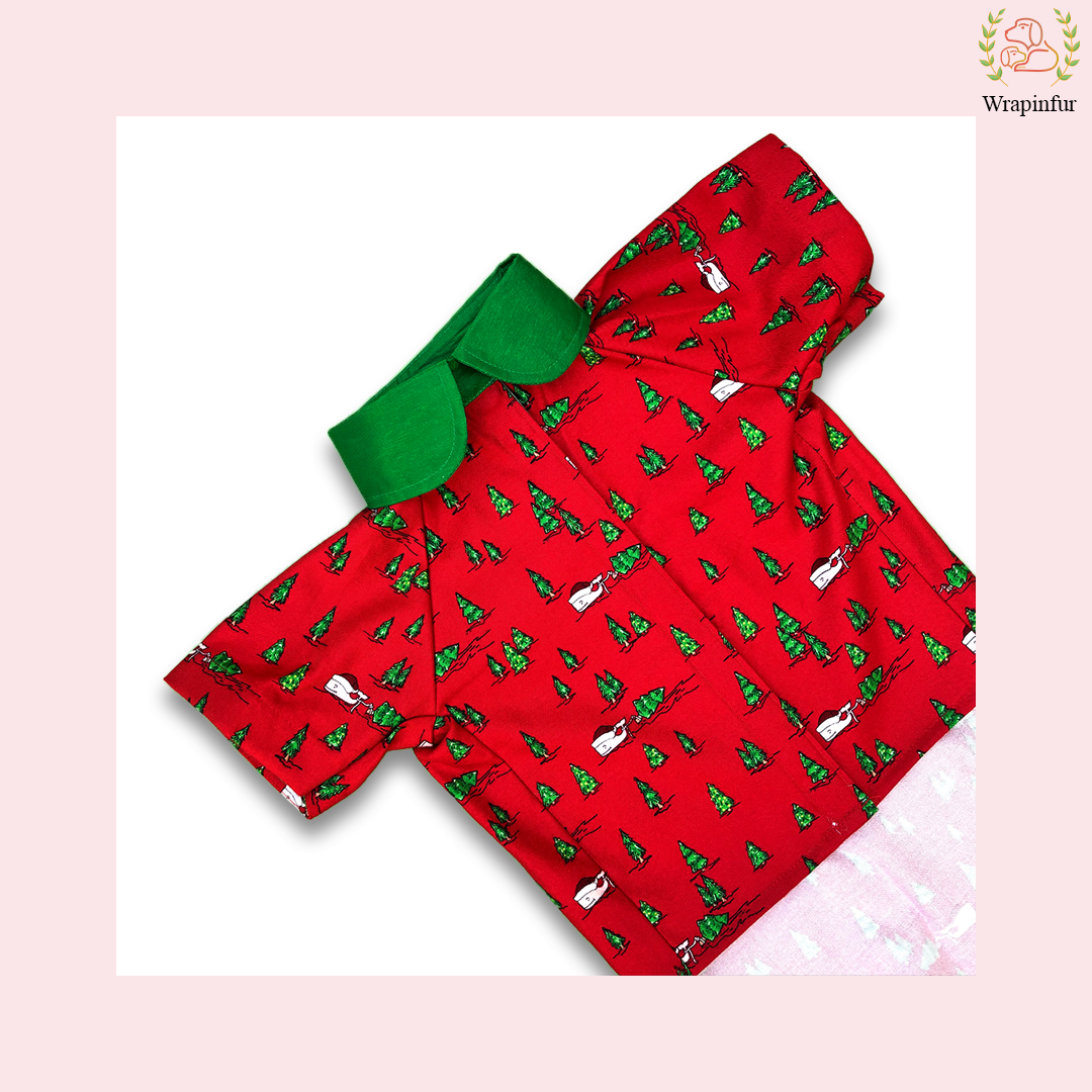Festive Red Christmas Dog Shirt – Cozy Winter Holiday Outfit