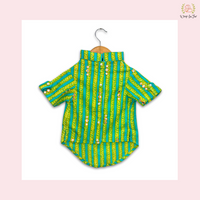 Green Blue Mirror-Work Dog Kurta - Premium Indian Dog Ethnic Wear Dress