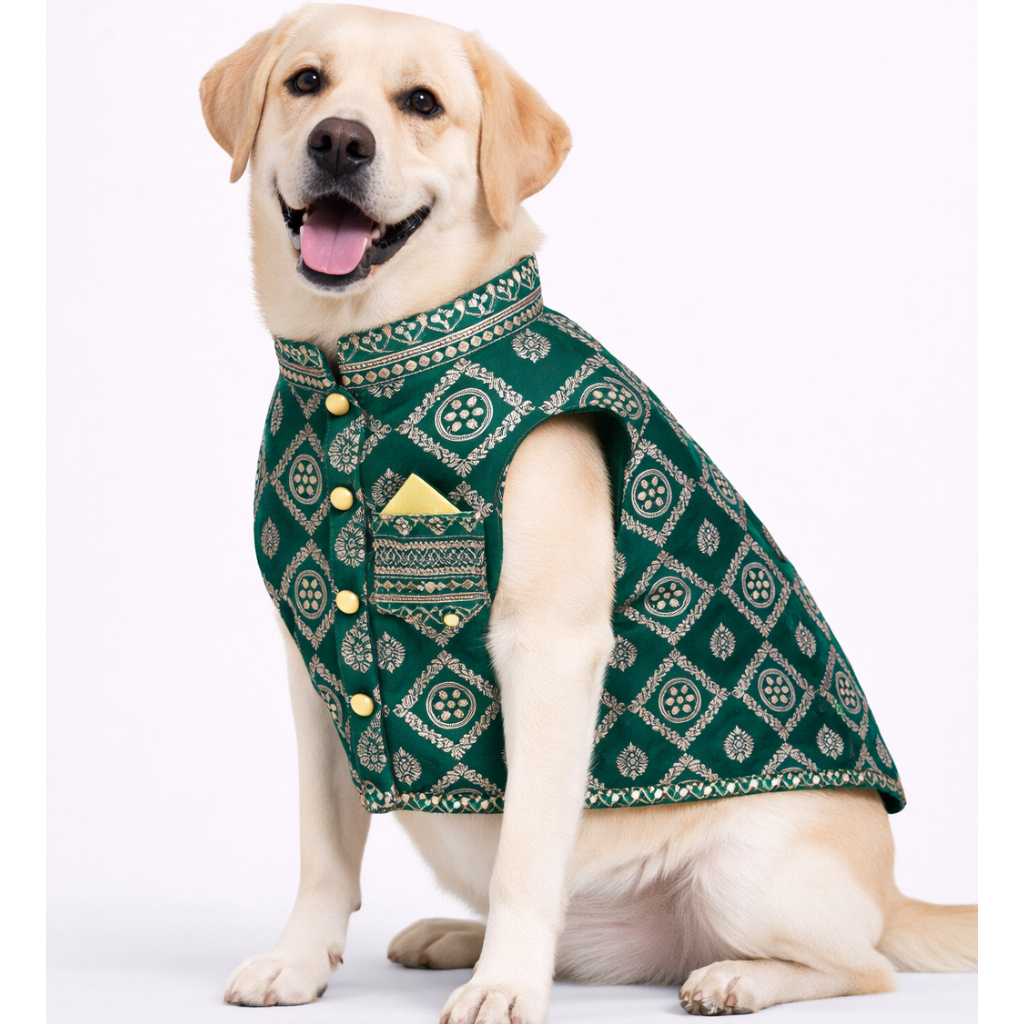 Green Embroidered Dog Sherwani