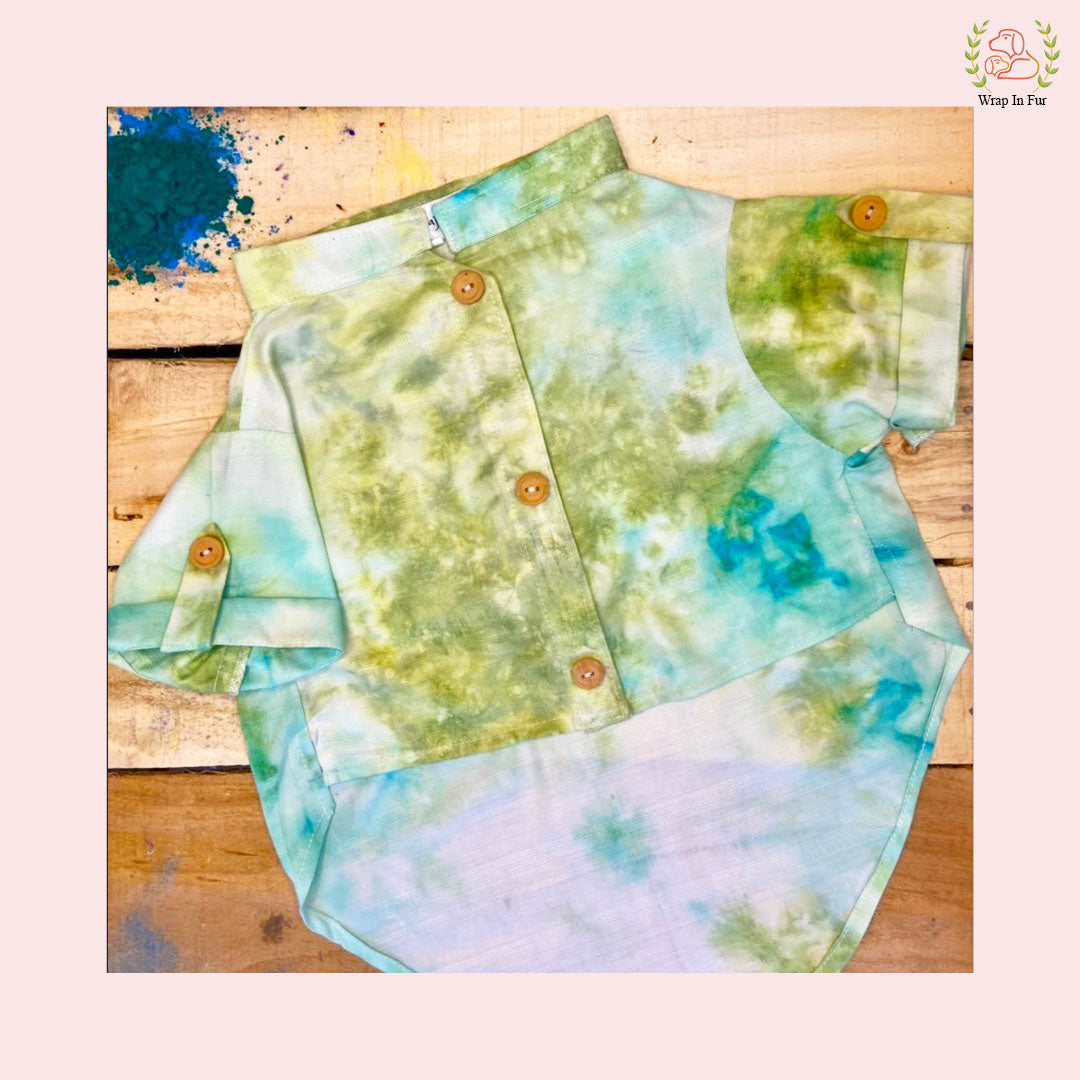 Green Ombre Dog Kurta - Vibrant Tie-Dye Indian Dog Ethnic Wear