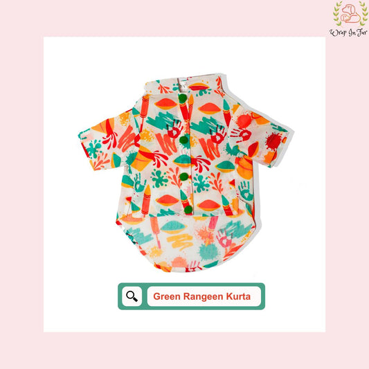 Green Rangeen Dog Kurta - Colorful Indian Dog Ethnic Wear Dress