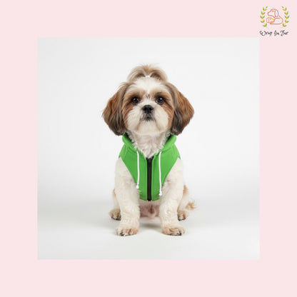 Green Sleeveless Dog Winter Hoodie – Warm Fleece Winter Wear