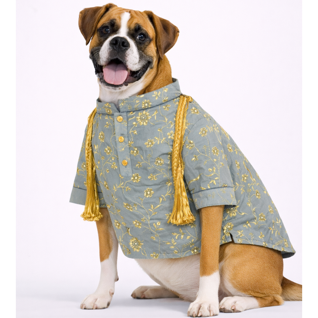 Grey Embroidered Dog Kurta 