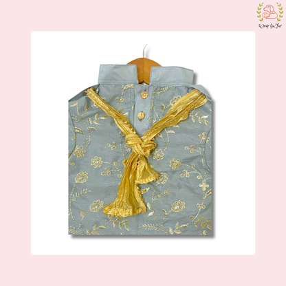 Grey Embroidered Dog Kurta - Royal Indian Dog Ethnic Wear Dress