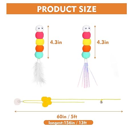 Hanging Cat Toy with Elastic Cord & Feather Teaser