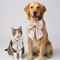 Happy Plaid Dog Bow Collar
