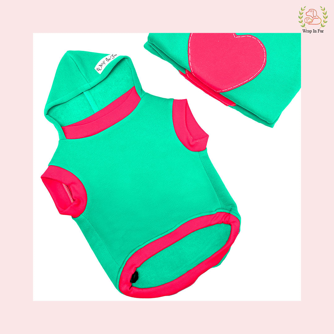 Heart Print Dog Sweatshirt – Cozy & Cute Winter Hoodie for Pets