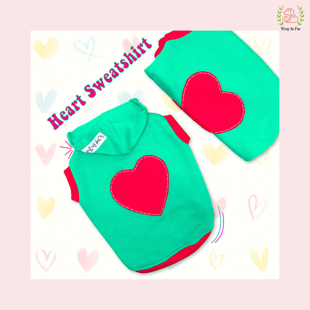 Heart Print Dog Sweatshirt – Cozy & Cute Winter Hoodie for Pets 