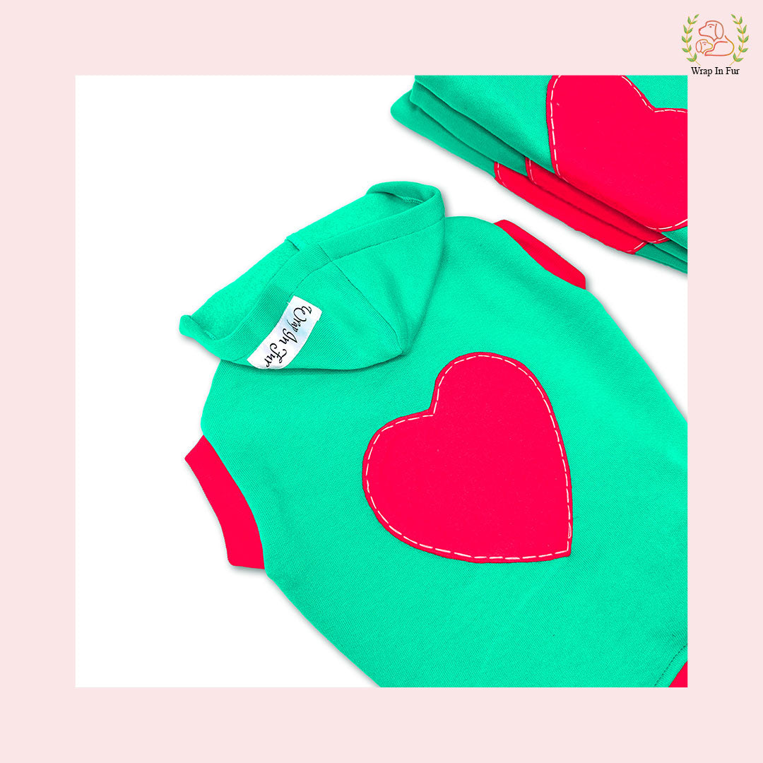 Heart Print Dog Sweatshirt – Cozy & Cute Winter Hoodie for Pets