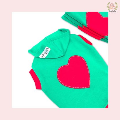 Heart Print Dog Sweatshirt – Cozy & Cute Winter Hoodie for Pets