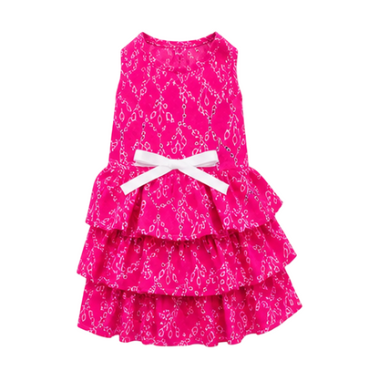 Hot Pink Embroidered Dog Princess Frock
