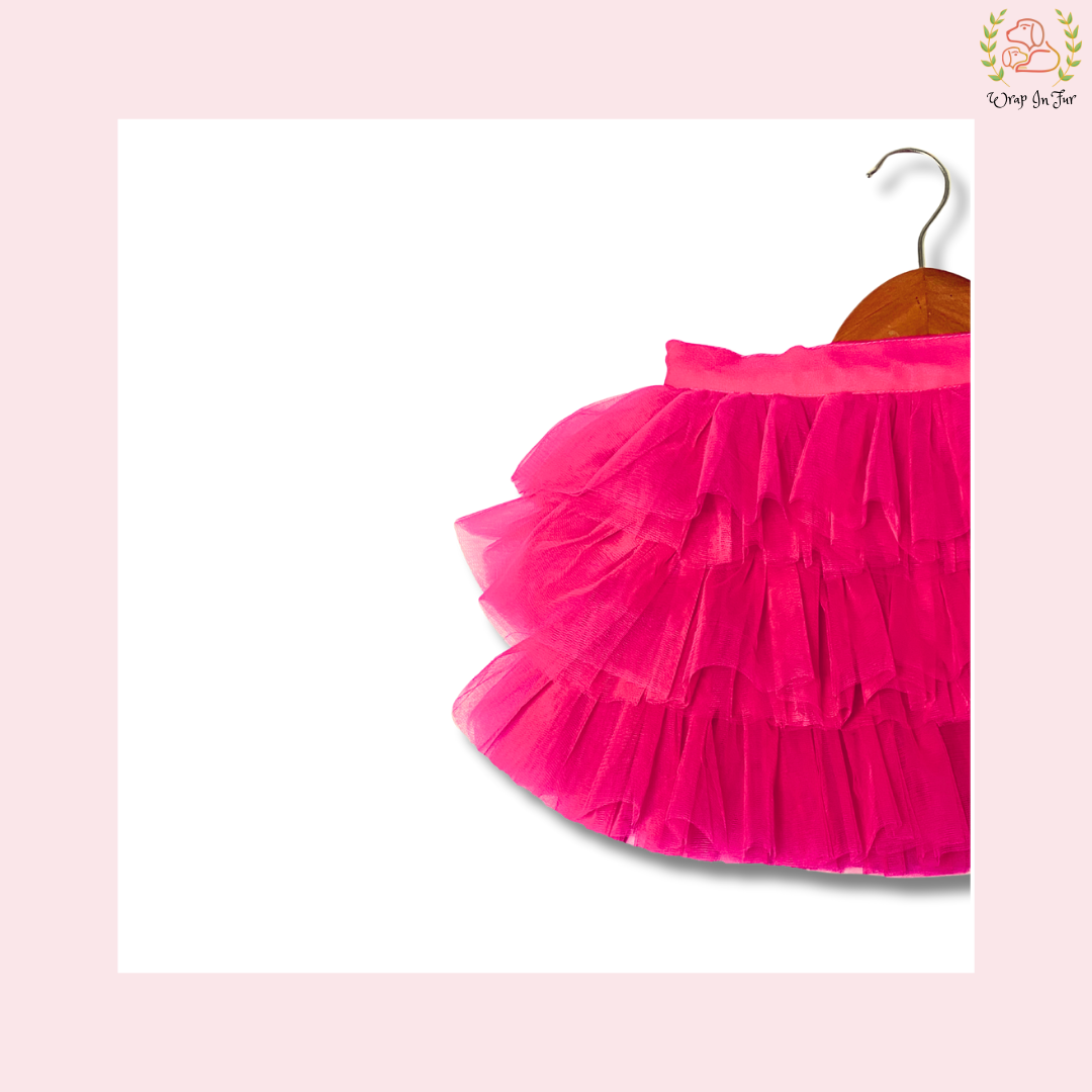 Hot Pink Ruffled Dog Lehenga Choli - Festive Wedding Outfit