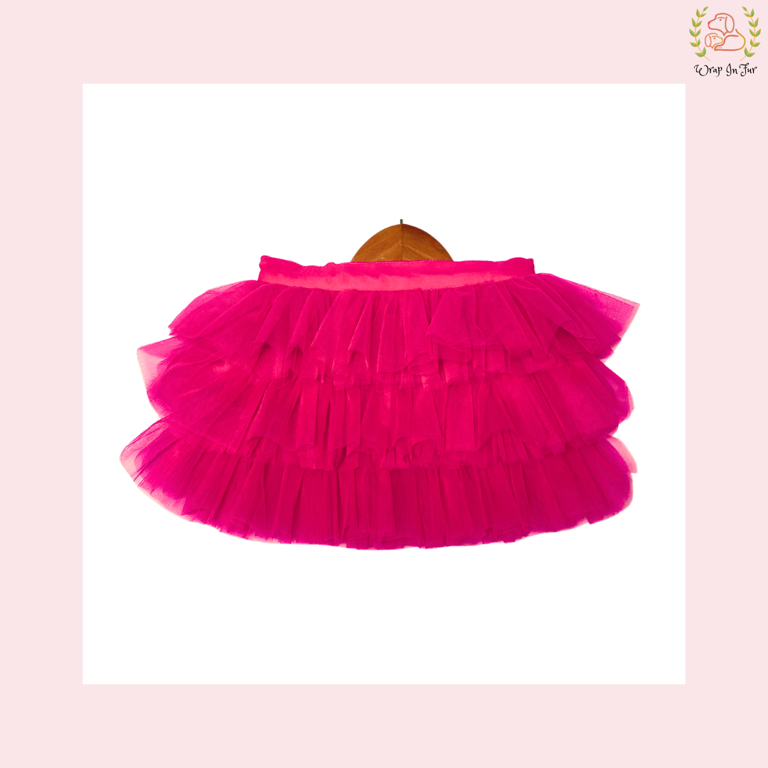 Hot Pink Ruffled Dog Lehenga Choli - Festive Wedding Outfit