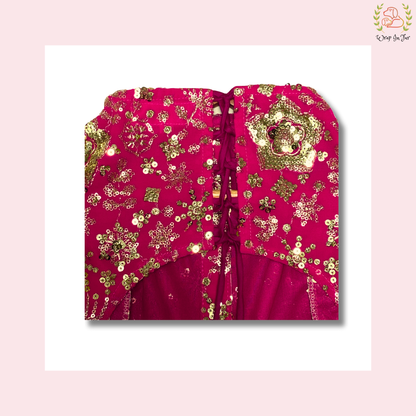 Hot Pink Ruffled Dog Lehenga Choli - Festive Wedding Outfit