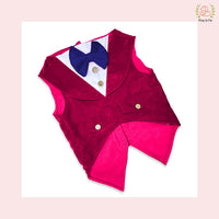 Hot Pink Velvet Dog Tuxedo Vest - Formal Wedding Suit