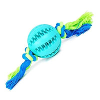 Interactive Dog Chew Ball with Cotton Rope(Blue)