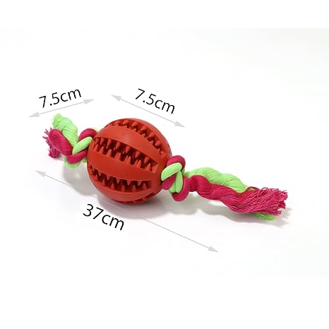 Interactive Dog Chew Ball with Cotton Rope(Blue)