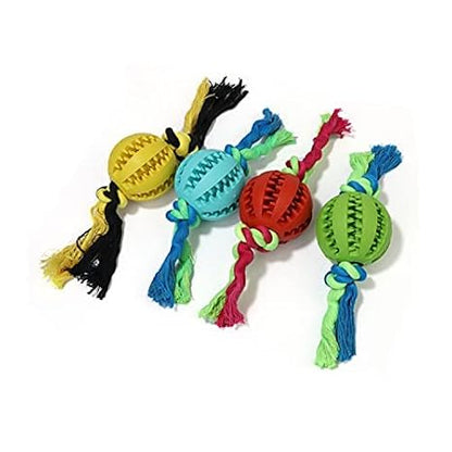 Interactive Dog Chew Ball with Cotton Rope(Blue)