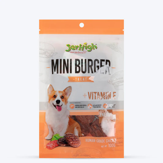 JerHigh Mini Burger Dog Treats - 100g
